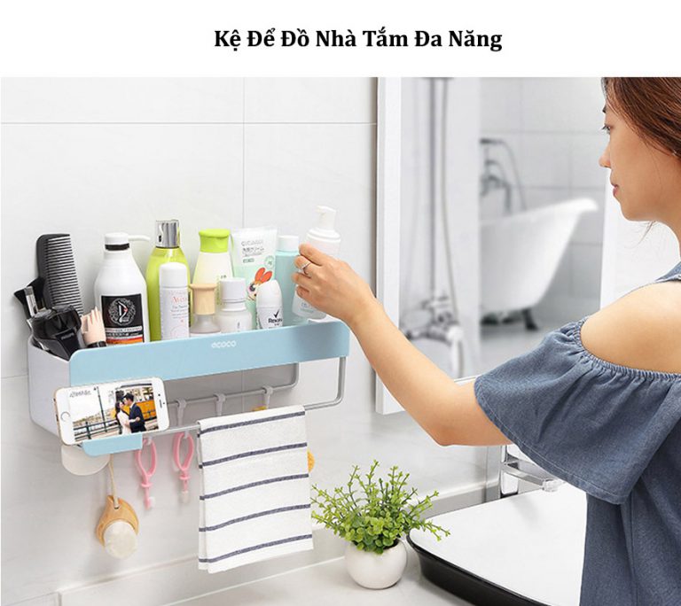 Kệ để đồ nhà tắm đa năng không cần khoan vít Ecoco E1712