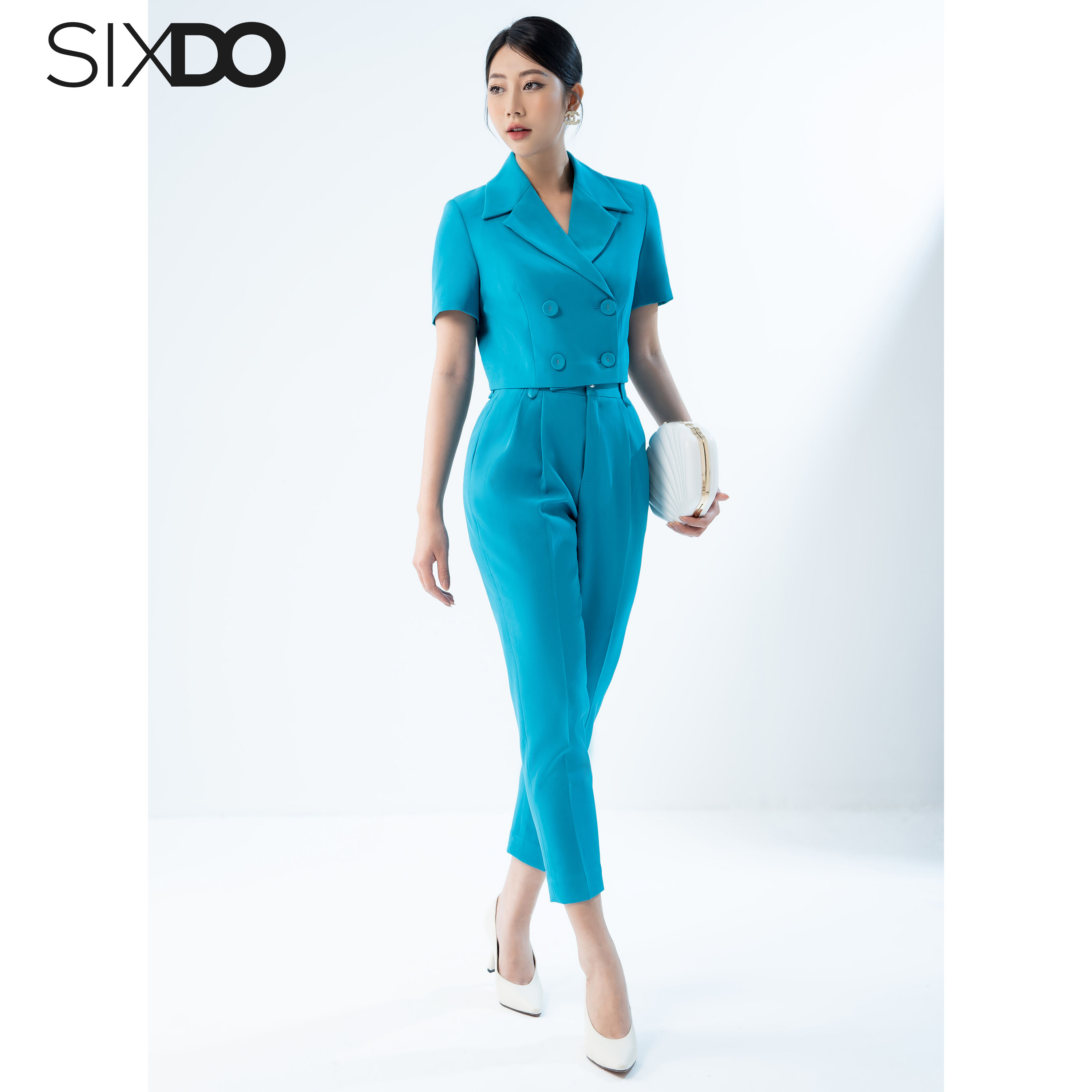 Quần âu nữ xanh dáng lửng thời trang SIXDO