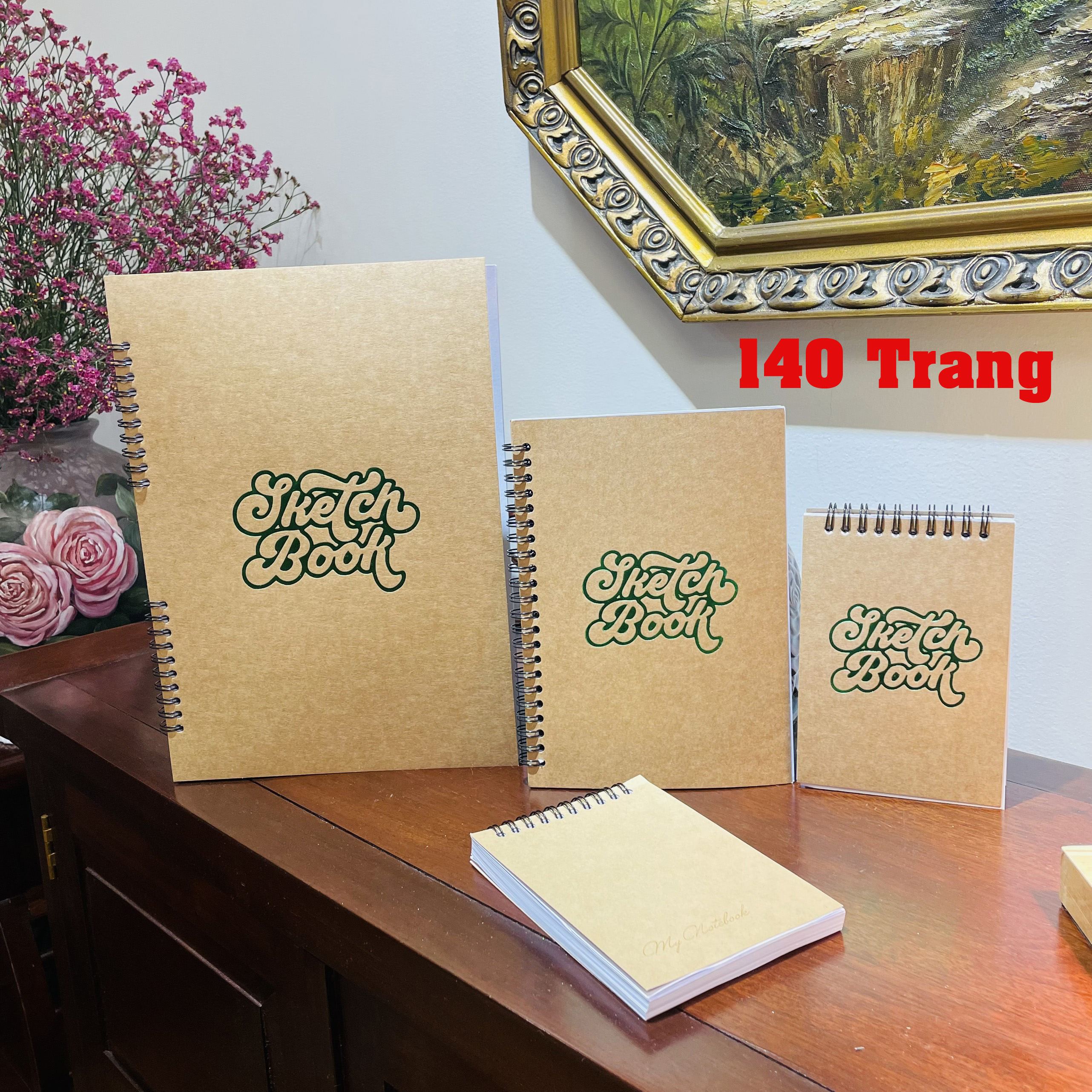 Sổ vẽ chì 140 trang - sổ phác thảo sketchbook - giấy trắng dầy 100gsm