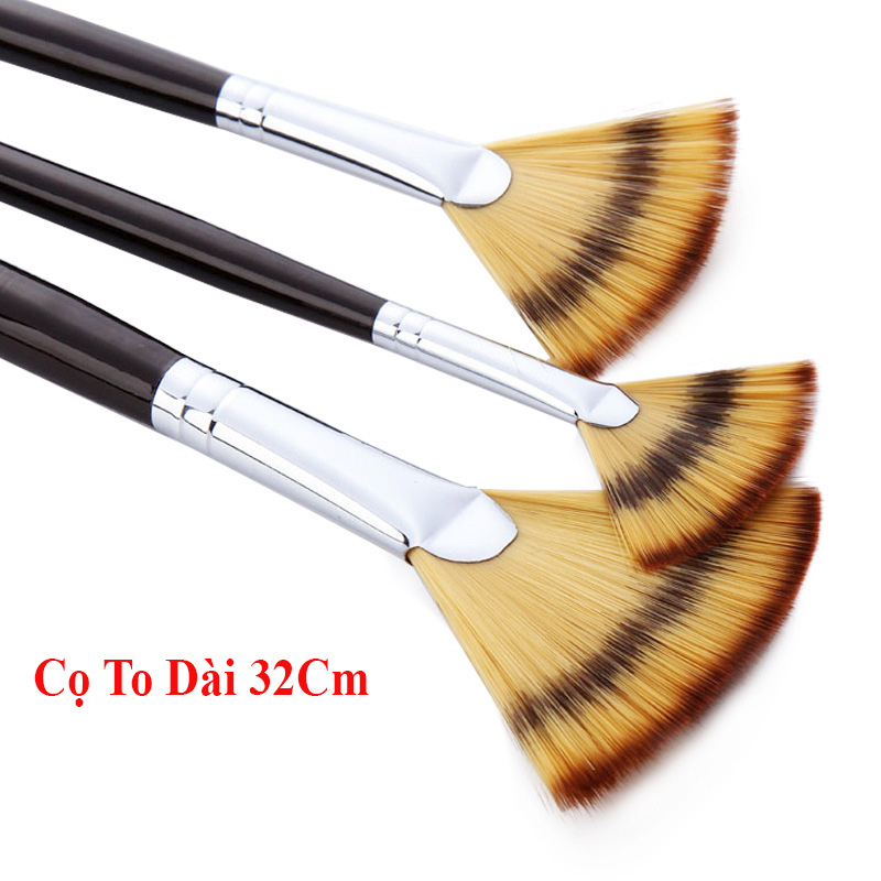 Cọ Vẽ Quạt Set 3 Cây To 32 cm Chuyên Vẽ Màu Nước, Sơn Dầu Chuyên Nghiệp