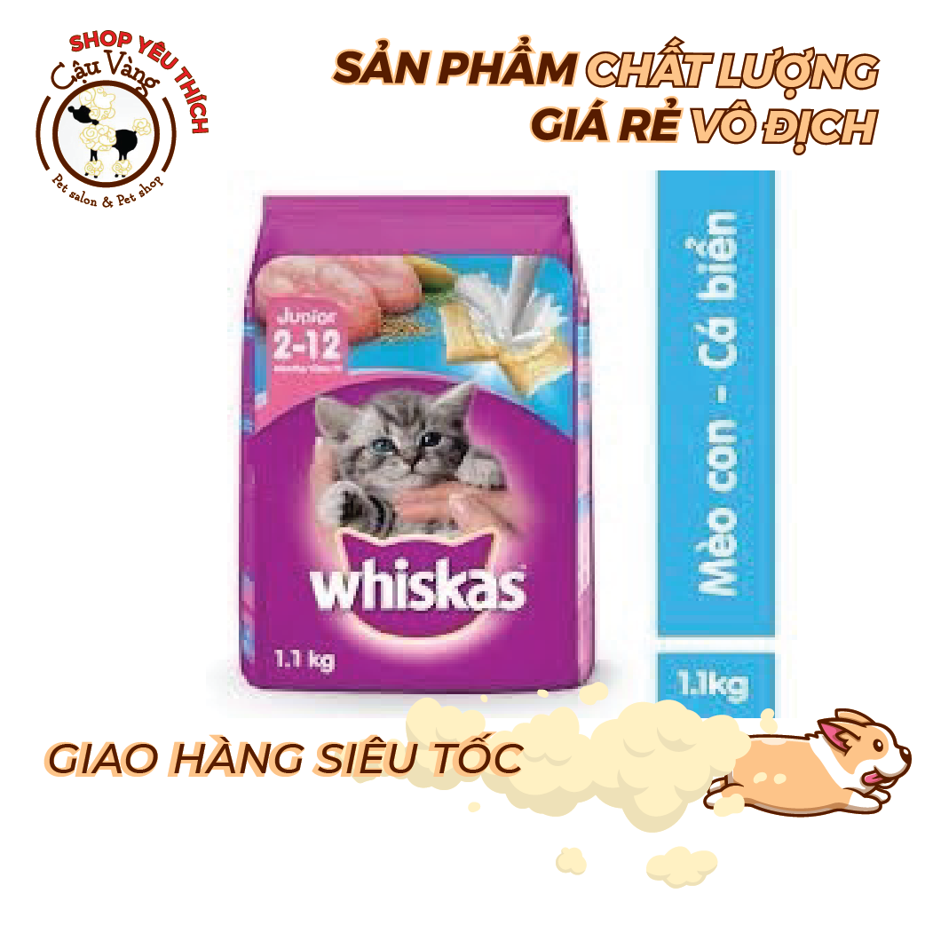 Thức ăn hạt dành cho mèo  nhỏ Whiskas vị cá biển và sữa