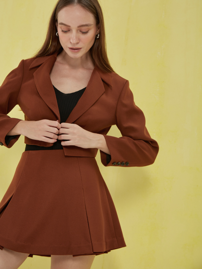 Coco sin - áo blazer croptop nâu