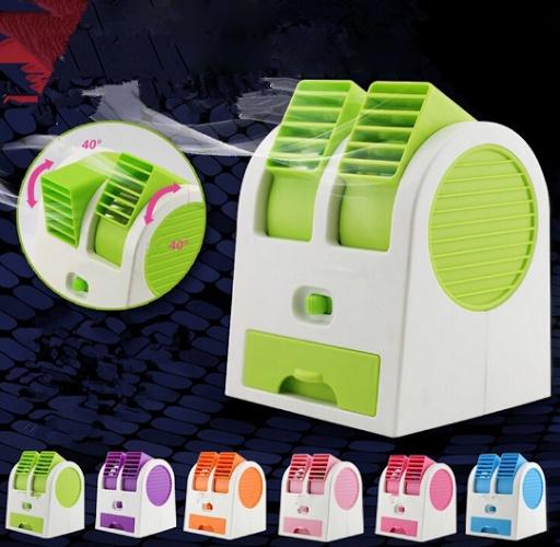 Quạt điều hoà mini hơi nước để bàn 3 trong 1 hai cửa Clever Mart (Màu ngẫu nhiên)  -Quạt điều hòa mini có khay chứa đá  - Quạt để bàn, Quạt USB, Quạt hơi nước mini chạy êm