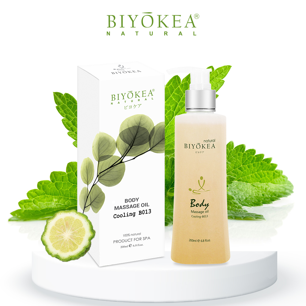 Dầu massage body biyokea cooling b013 giúp làm mát, thư giãn, dưỡng ẩm, tái tạo, sáng mịn da