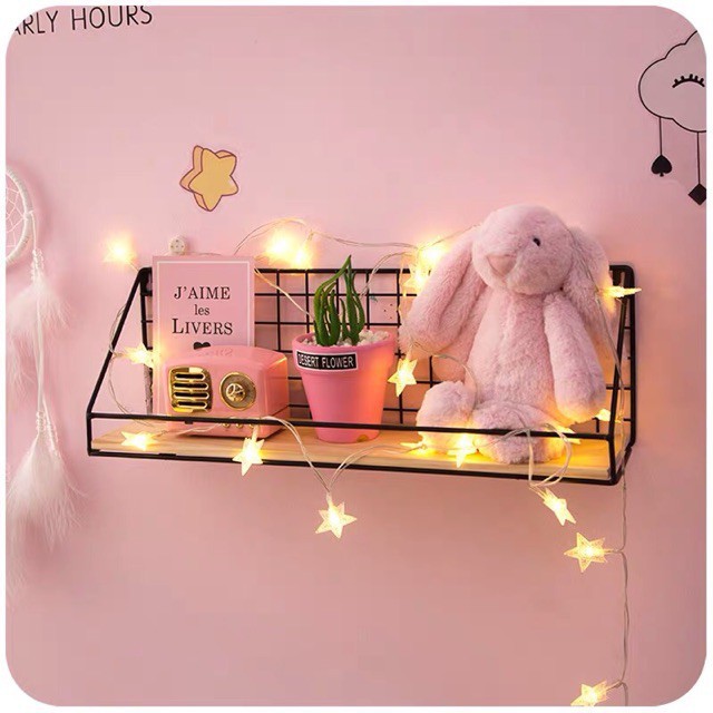 Kệ Sắt Đáy Gỗ Treo Tường Để Đồ Đa Năng Decor Trang Trí Nhà Cửa - Tặng Kèm Đinh