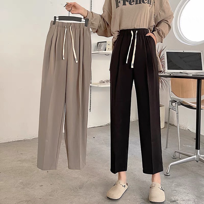 Quần Baggy nữ lưng chun vải ruby mềm mịn mát m836