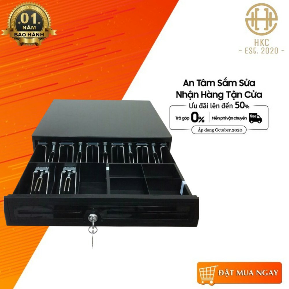 Ngăn kéo đựng tiền 7 ngăn kẹp HKTech HK4048, két thu ngân giá rẻ