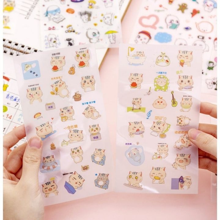 Combo 6 Miếng Dán Trang Trí Sticker Trang Trí Sticker Mèo Mập Ngộ Nghĩnh Phong Cách Hàn Quốc Dễ Thương