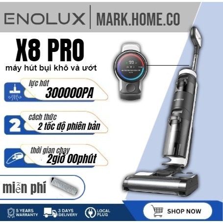 Máy hút bụi không dây khô và ướt model x8 pro 3 in 1 mới | máy làm sạch cạnh kép | cây lau nhà thông minh khử trùng 99,9%