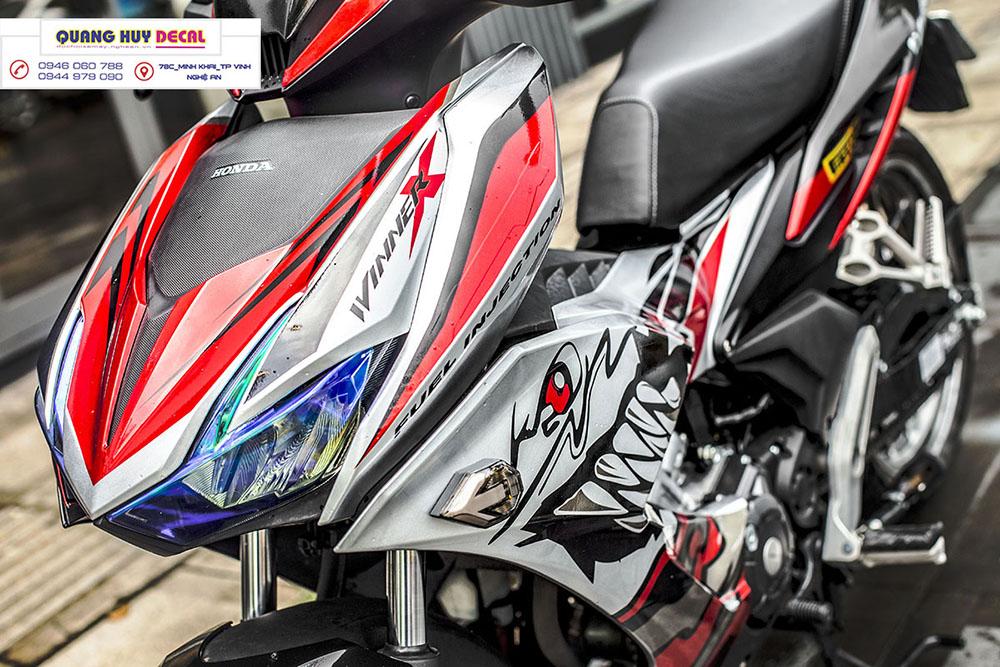 Tem trùm winner X cá mập xám đỏ đen shark  - Độ tem xe máy winner X cá mập xám đỏ đen shark  - Chế tem trùm xe máy winner X rẻ đẹp