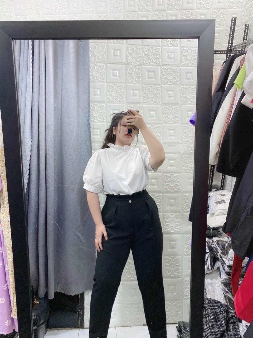 Set quần baggy áo cổ bèo bigsize | set công sở 60-90kg linhh nguyễn bigsize