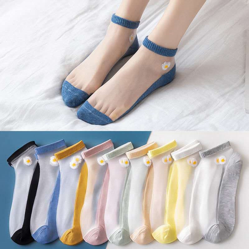 Vớ nữ ngắn lưới hình hoa cúc