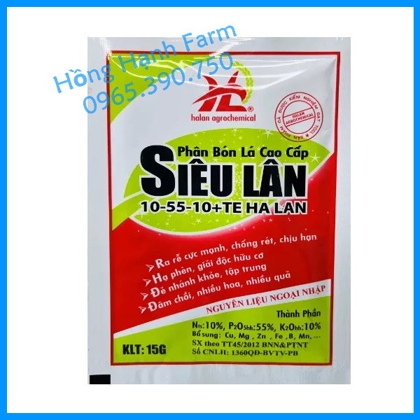 Phân bón lá siêu lân hà lan gói 15g, siêu lân đỏ 10-55-10+te, tạo mầm hoa, tăng đậu trái