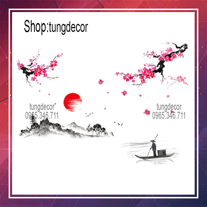 Decal dán tường trang trí phòng sẵn keo- NGƯỜI LÁ ĐÒ JM7303.  Decal dán tường Hàn Quốc trang trí phòng ngủ