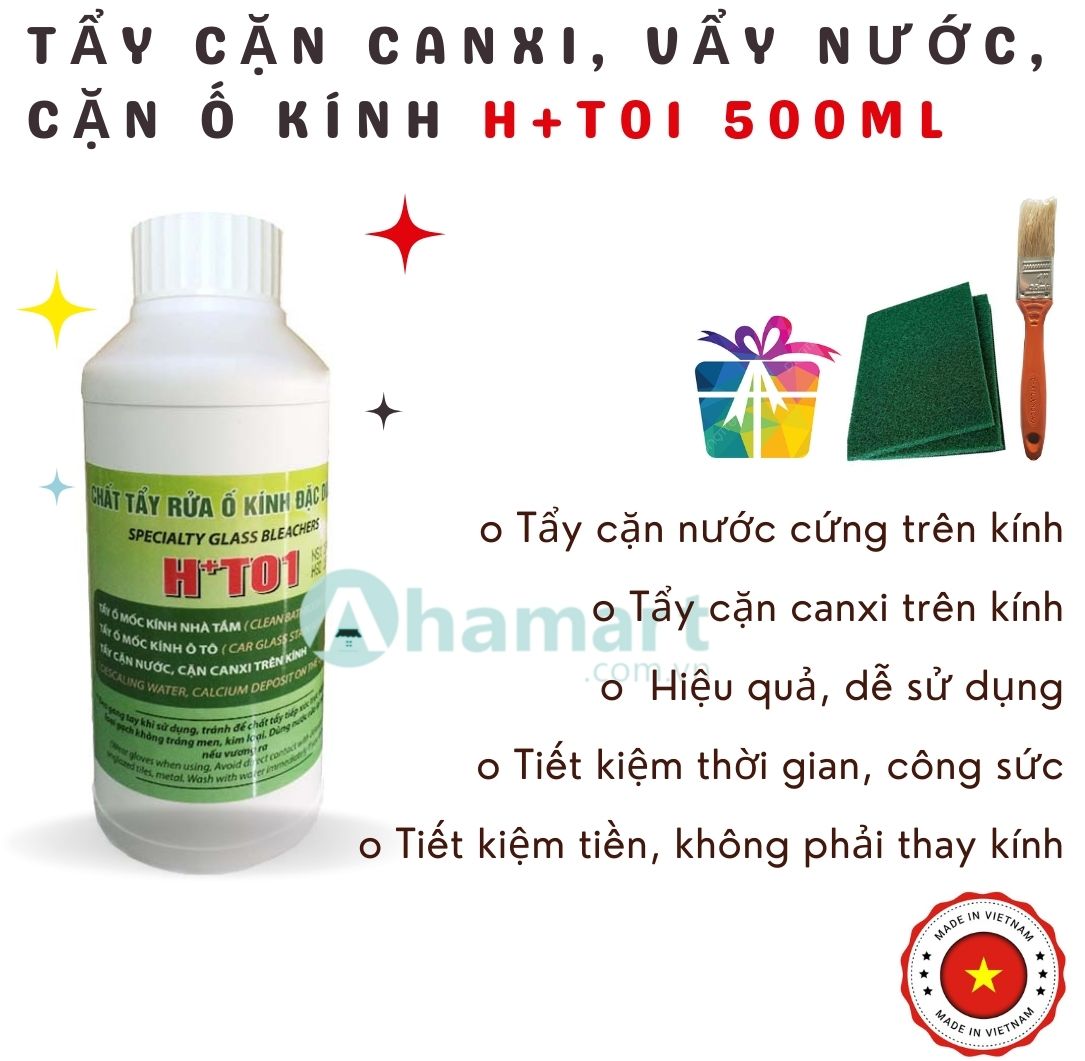 Chất tẩy ố mốc, vẩy nước, cặn canxi trên kính HT01 500ml