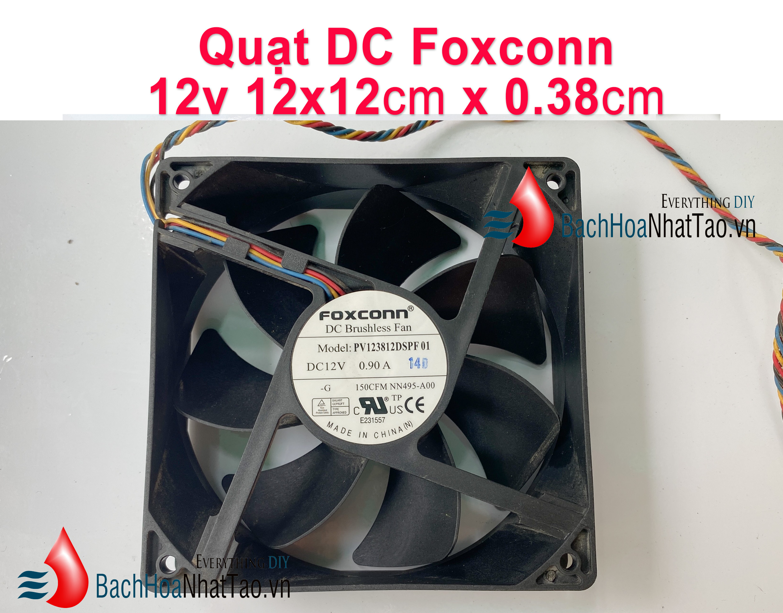 Quạt foxconn 12v 12cm x 12cm vuông