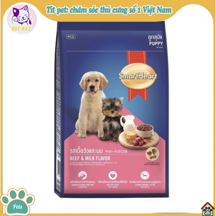 Thức ăn cho chó con smart heart puppy 400g - vị thịt bò và sữa beef & milk flavor 400gr