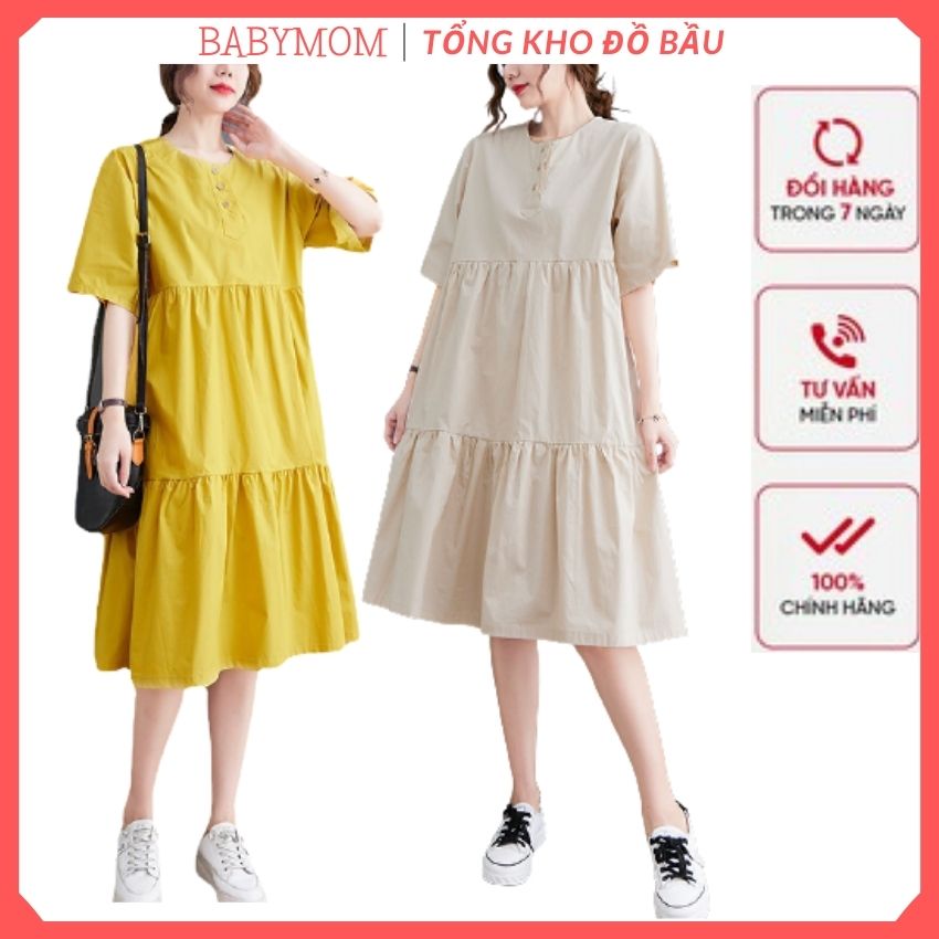 Đầm bầu ngắn tay thiết kế phối màu nữ tính mẫu hè xinh xắn Mã sản phẩm  10531243 giá sỉ, giá bán buôn - Thị Trường Sỉ