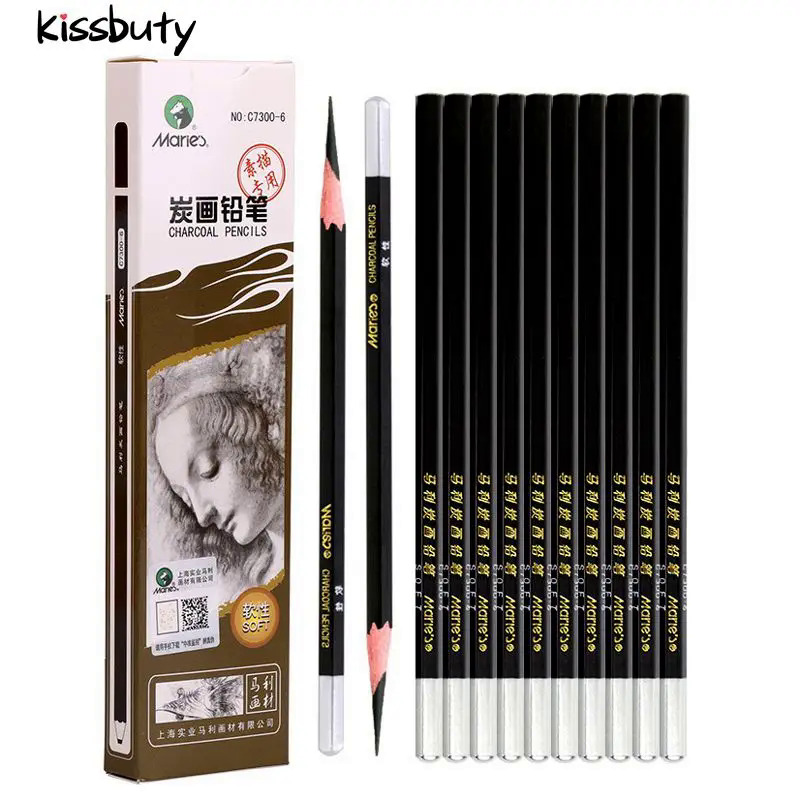 Maries chuyên nghiệp phác thảo bút chì vẽ hb 2h b 2b 3b 4b 6b 7b 8b 10b 12b 14b mềm vừa cứng than nghệ thuật văn phòng phẩm
