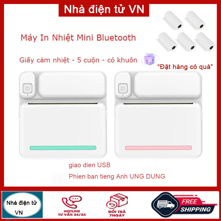 Máy in nhiệt Mini Bluetooth CầM Tay C19 MáY In Hoá đơNGhi NhãnIos Và Android Giấy Siêu Thị Không Dây