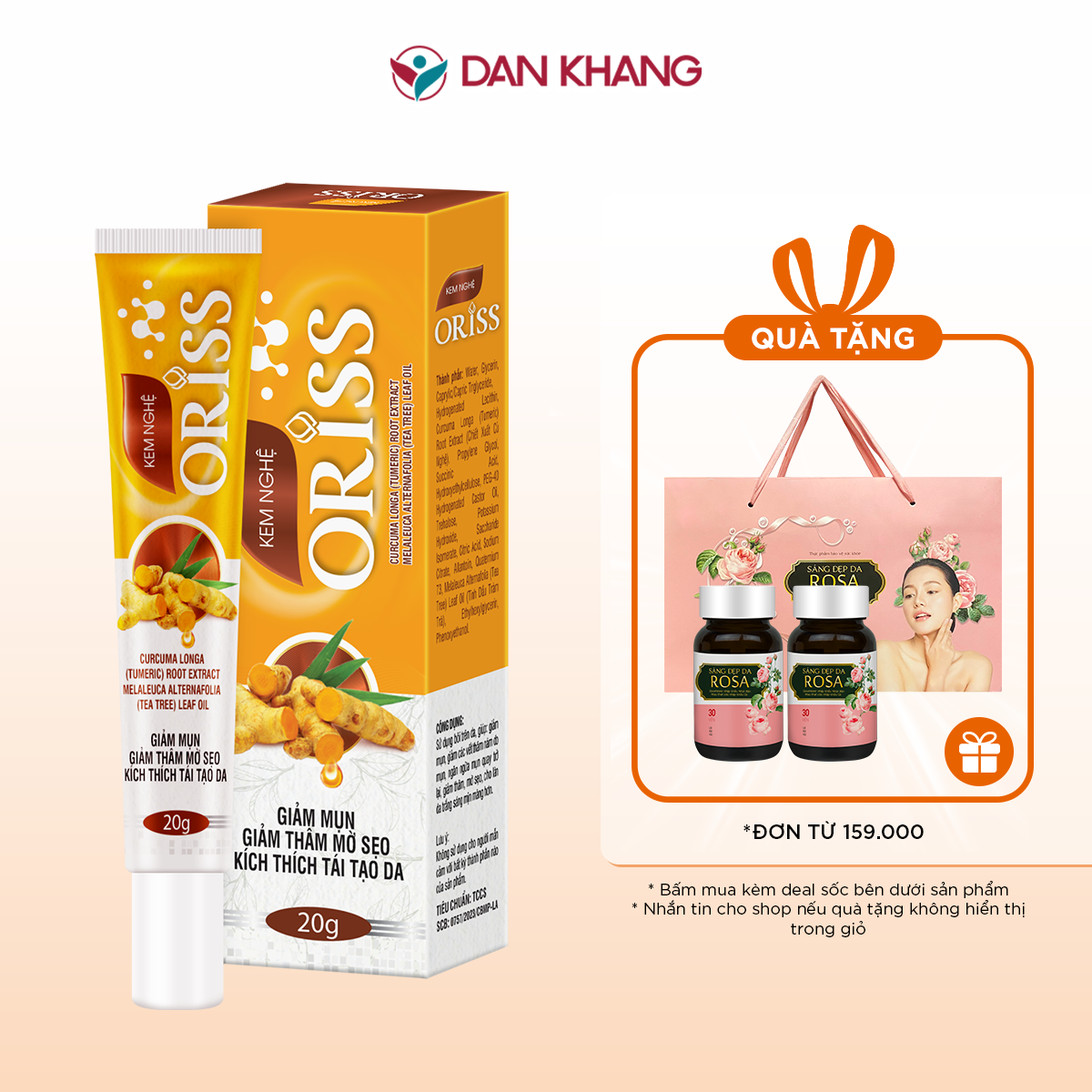 Kem nghệ giảm mụn mờ thâm liền sẹo kích thích tái tạo da oriss tuýp 20g