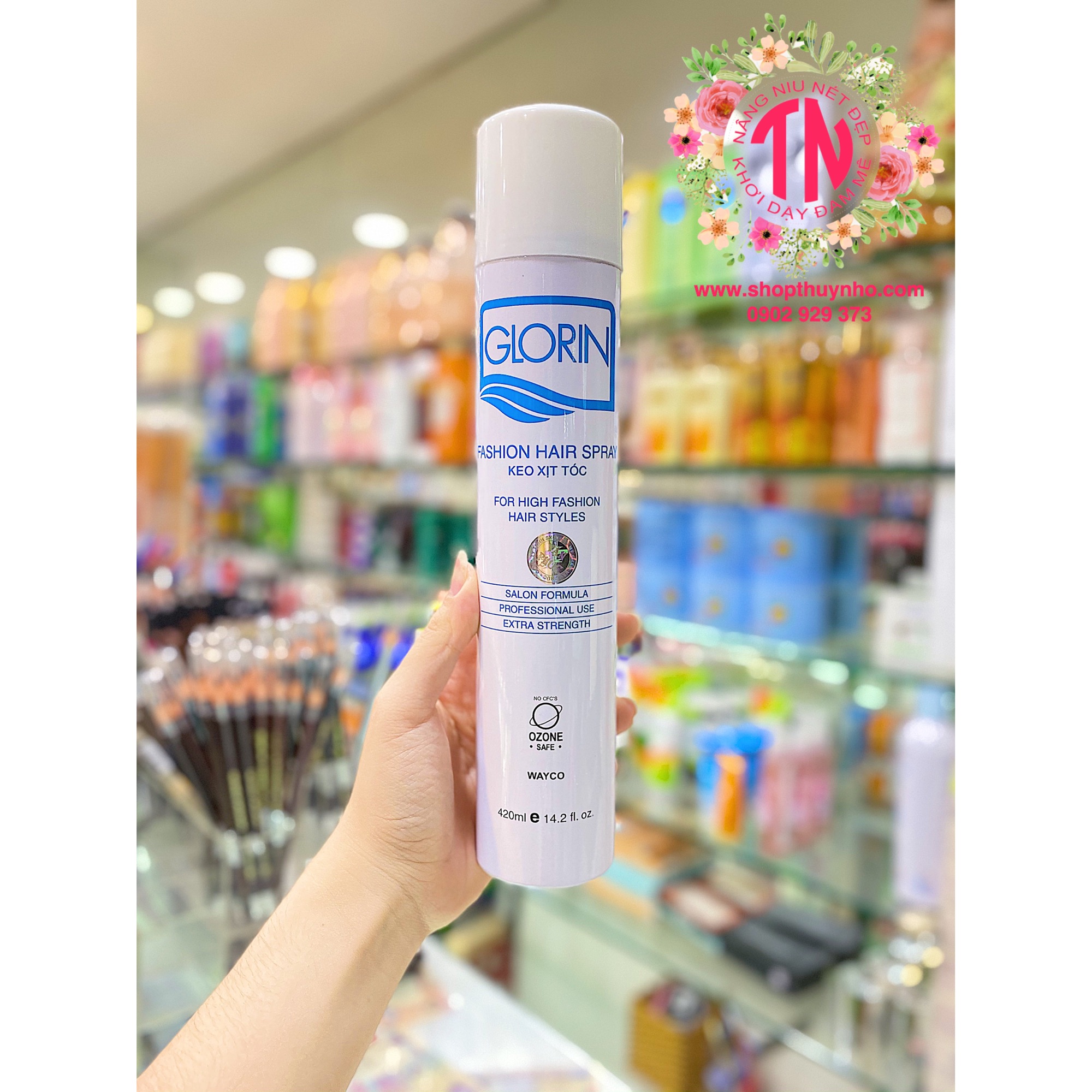 [HCM]Keo xịt tóc tạo kiểu Glorin Trắng loại mềm - 420ml
