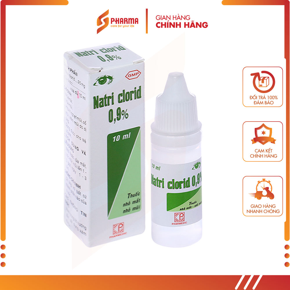 Dung dịch nước muối nhỏ mắt natri clorid 0.9% - pharmedic - vệ sinh mắt, mũi lọ 10ml