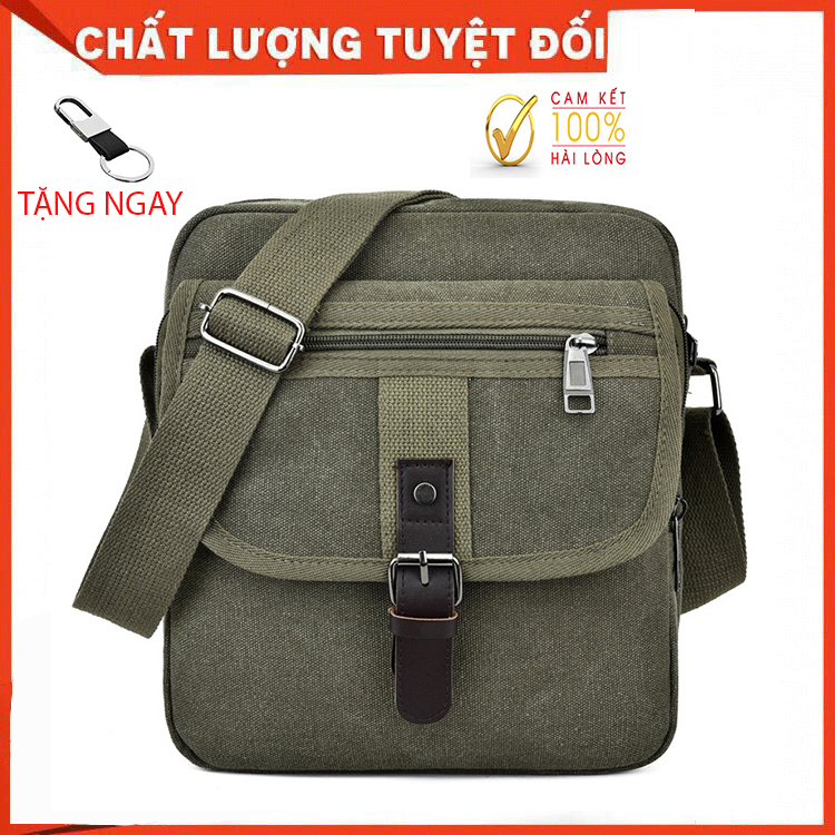 Túi đeo chéo vải bố canvas nam nữ thời trang hàn quốc , vải bông dệt cùng sợi gai bền chắc
