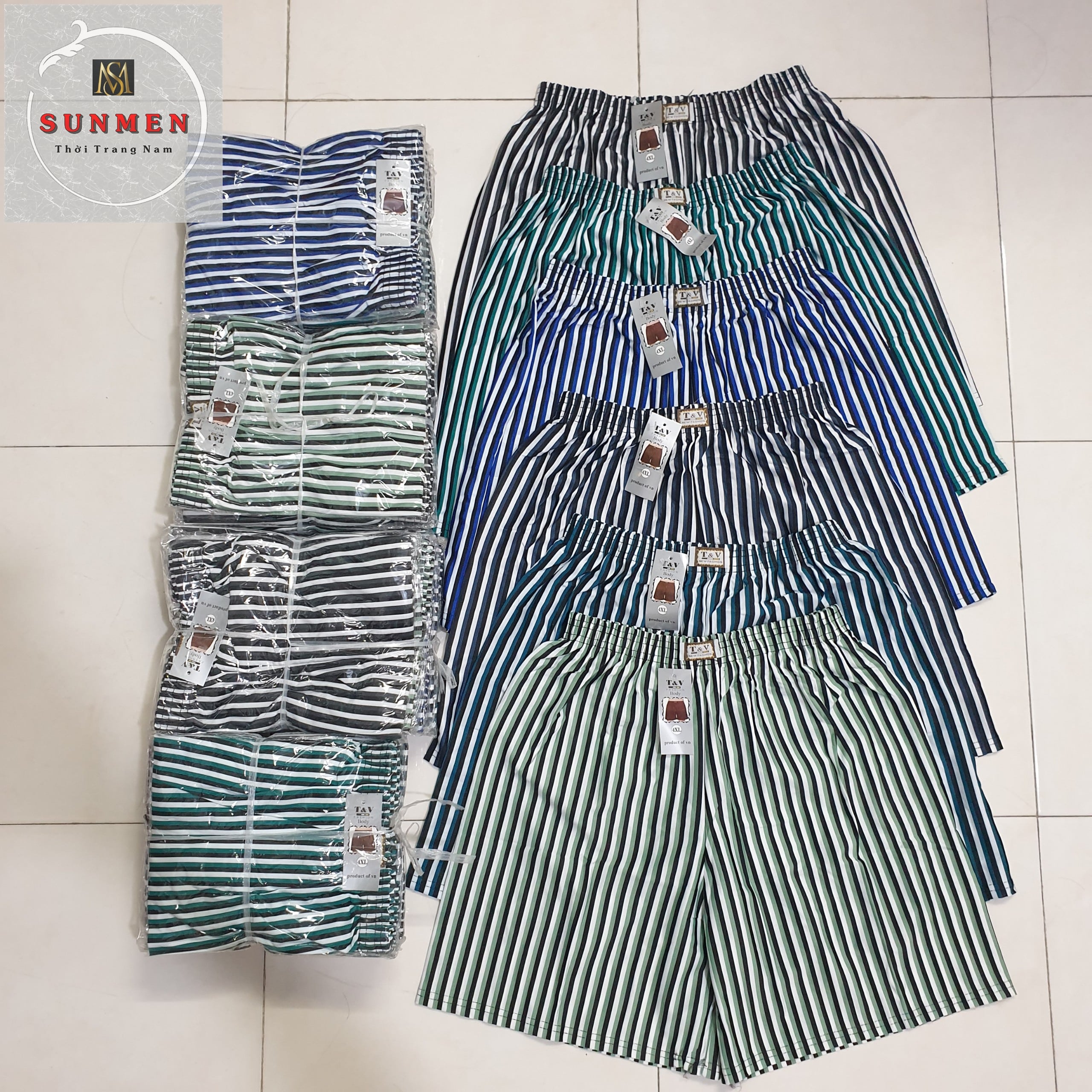 [LOẠI DÀY] Quần Đùi Nam Kẻ Sọc Thun Co Giãn Có Túi Sau Mặc Ngủ,Mặc Nhà Thoáng Mát Chất Cotton 4 Chiều Size Từ 50-90kg