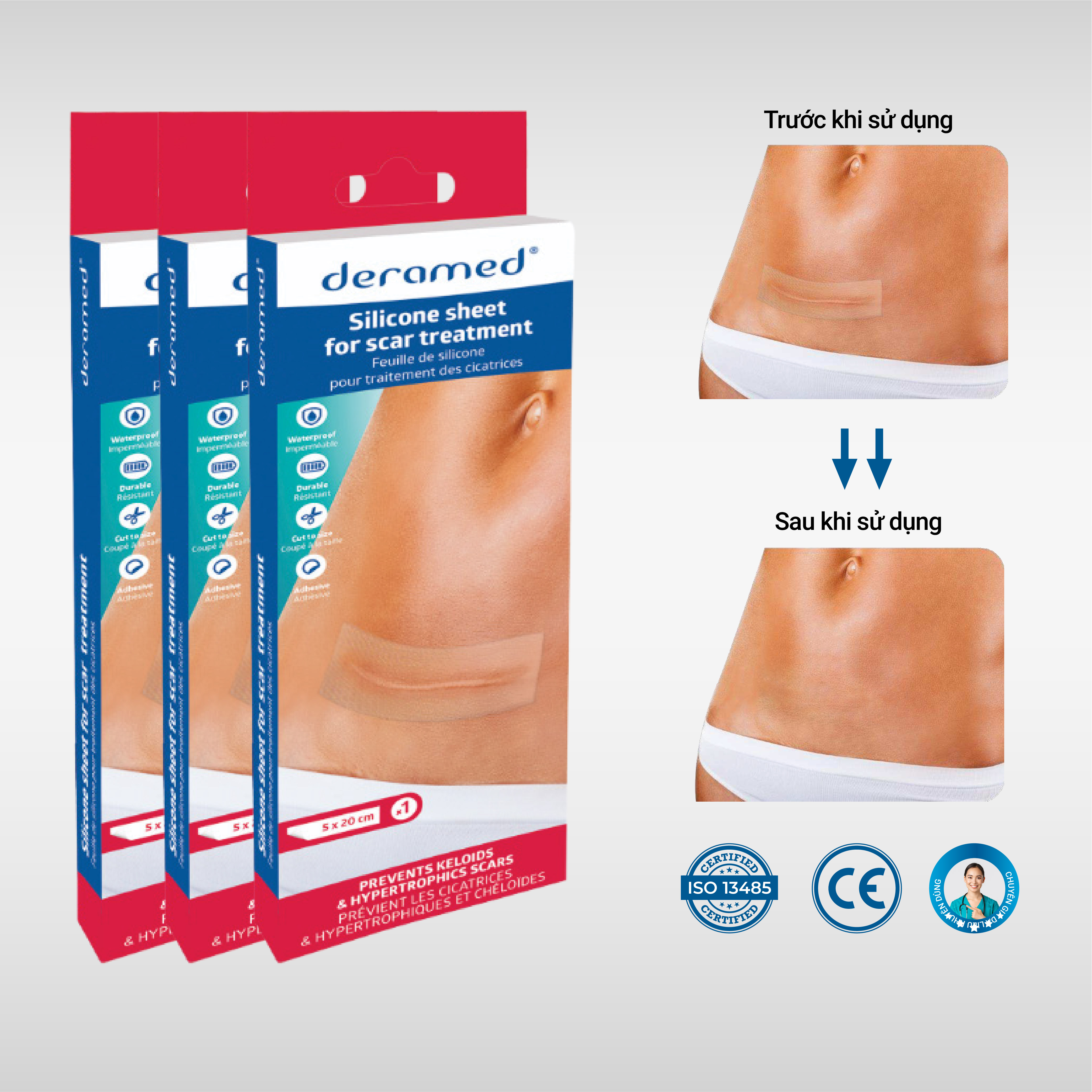 Miếng dán xóa mờ sẹo deramed, gạc dán làm mờ sẹo medicom phân phối chính hãng