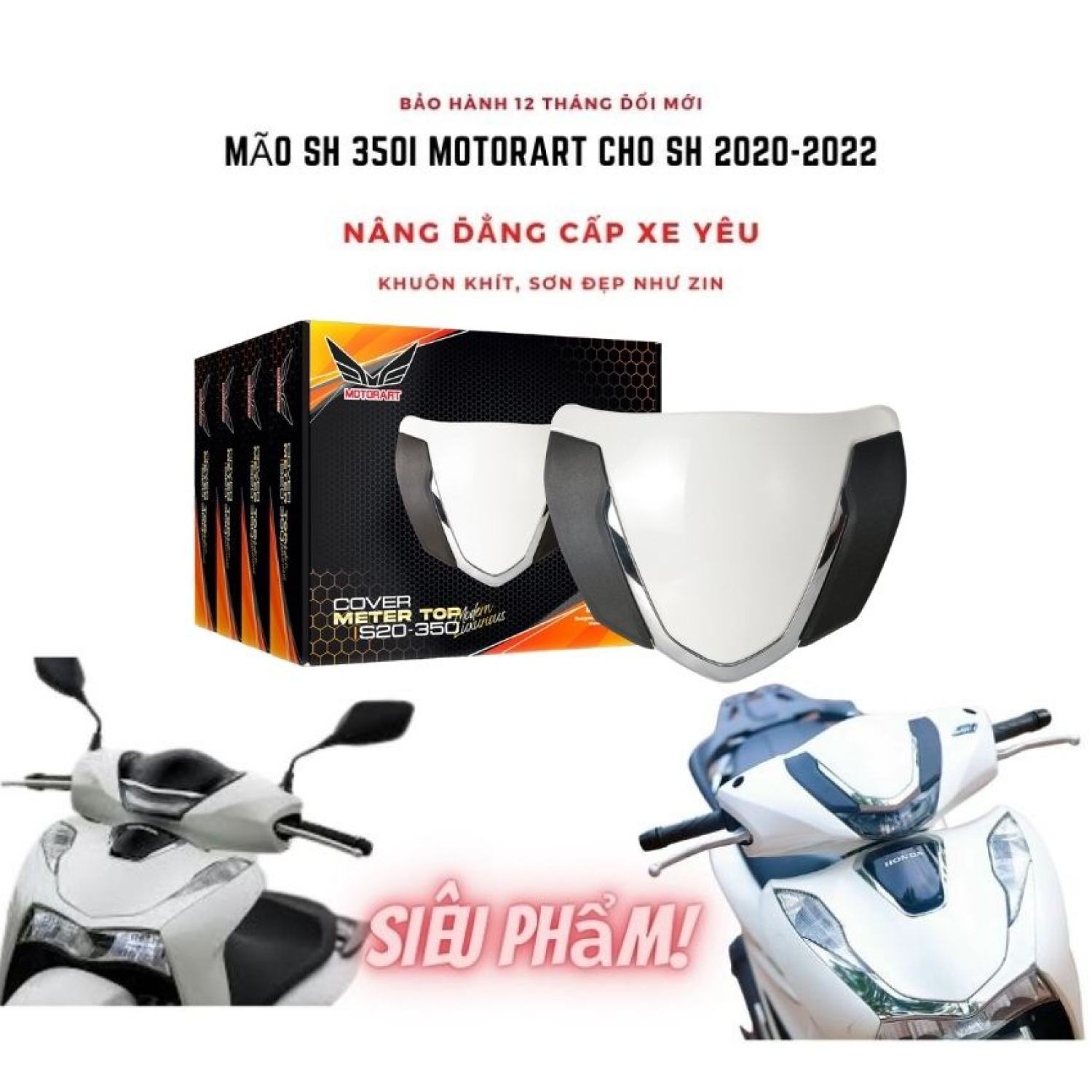 Ốp đầu sh 350 lắp sh việt 2020 , sh 2021 , sh 2022 chính hãng motorart, mão sh 350 lắp sh việt 2020 , sh 2021 , sh 2022, sh 2023, sh 160i