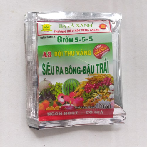 Phân bón lá Grow 5-5-5 Siêu ra bông đậu trái - Gói 10ml