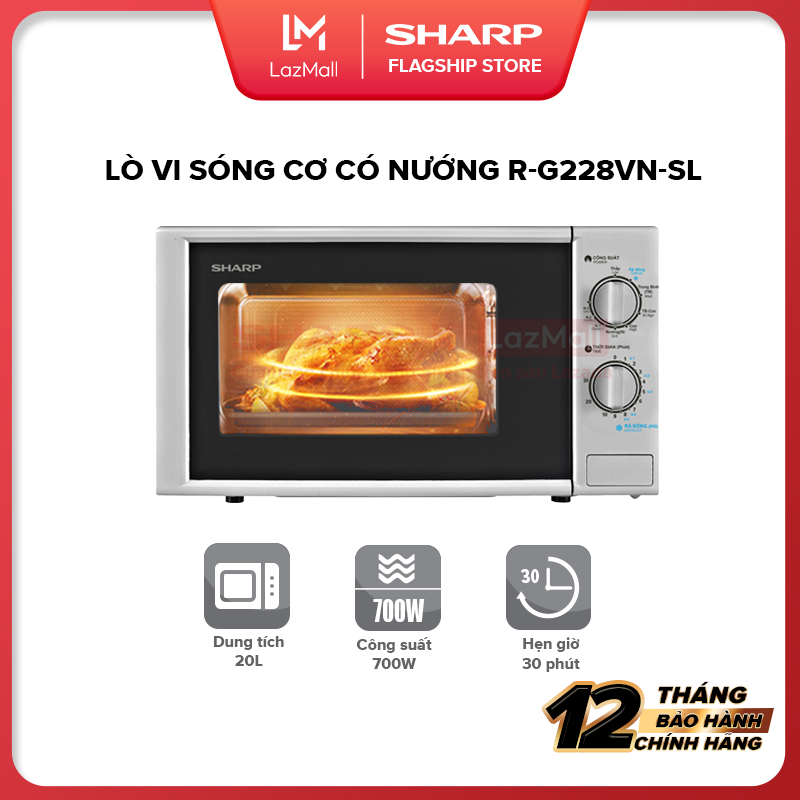 Lò vi sóng cơ có chức năng nướng sharp r-g228vn-sl - hàng chính hãng bảo hành 12 tháng