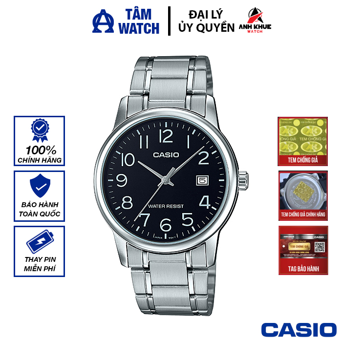 Đồng hồ nam dây kim loại Casio Standard chính hãng Anh Khuê MTP-V002D-1BUDF (37mm)