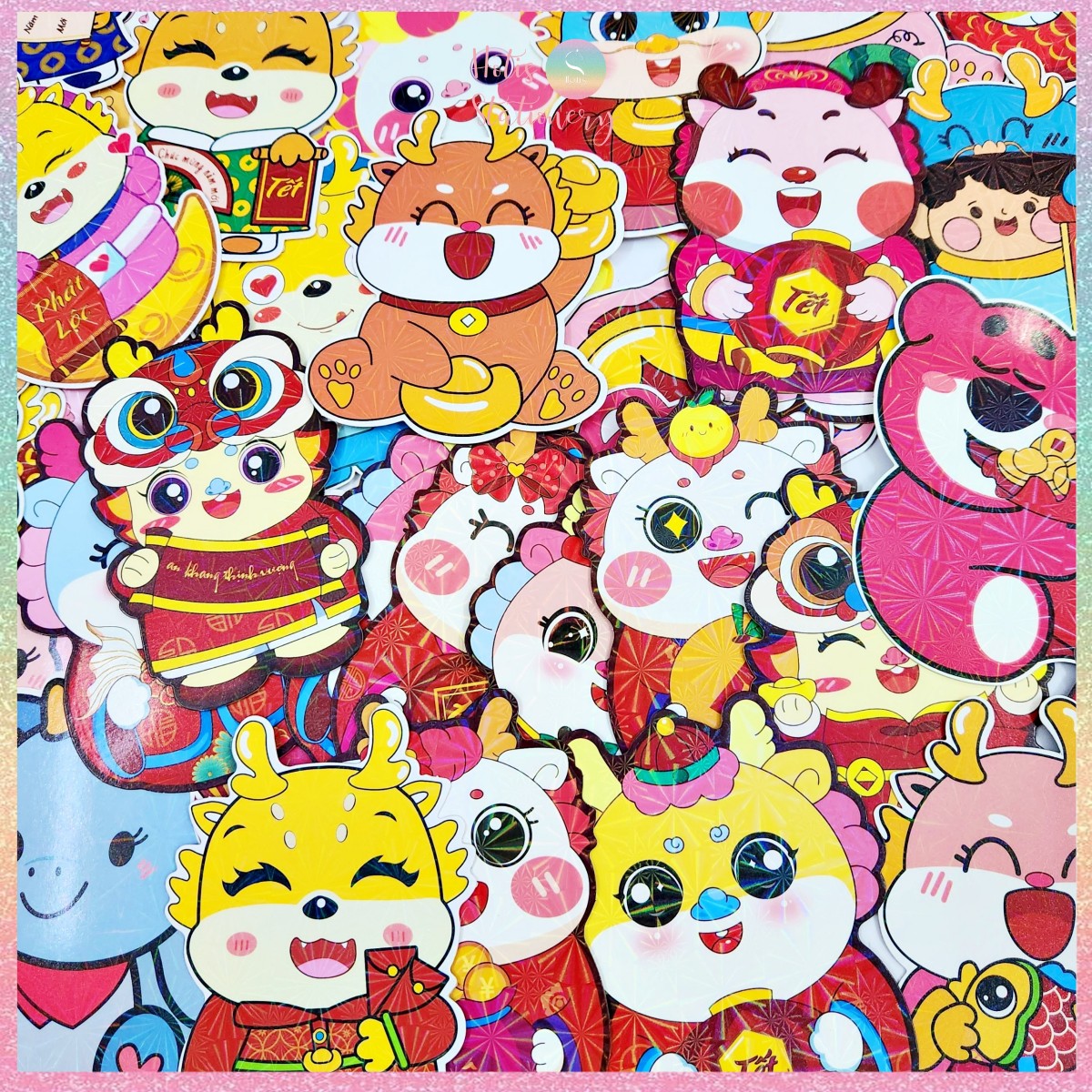 Set 10 bao lì xì rồng chibi dạ quang giáp thìn 2024