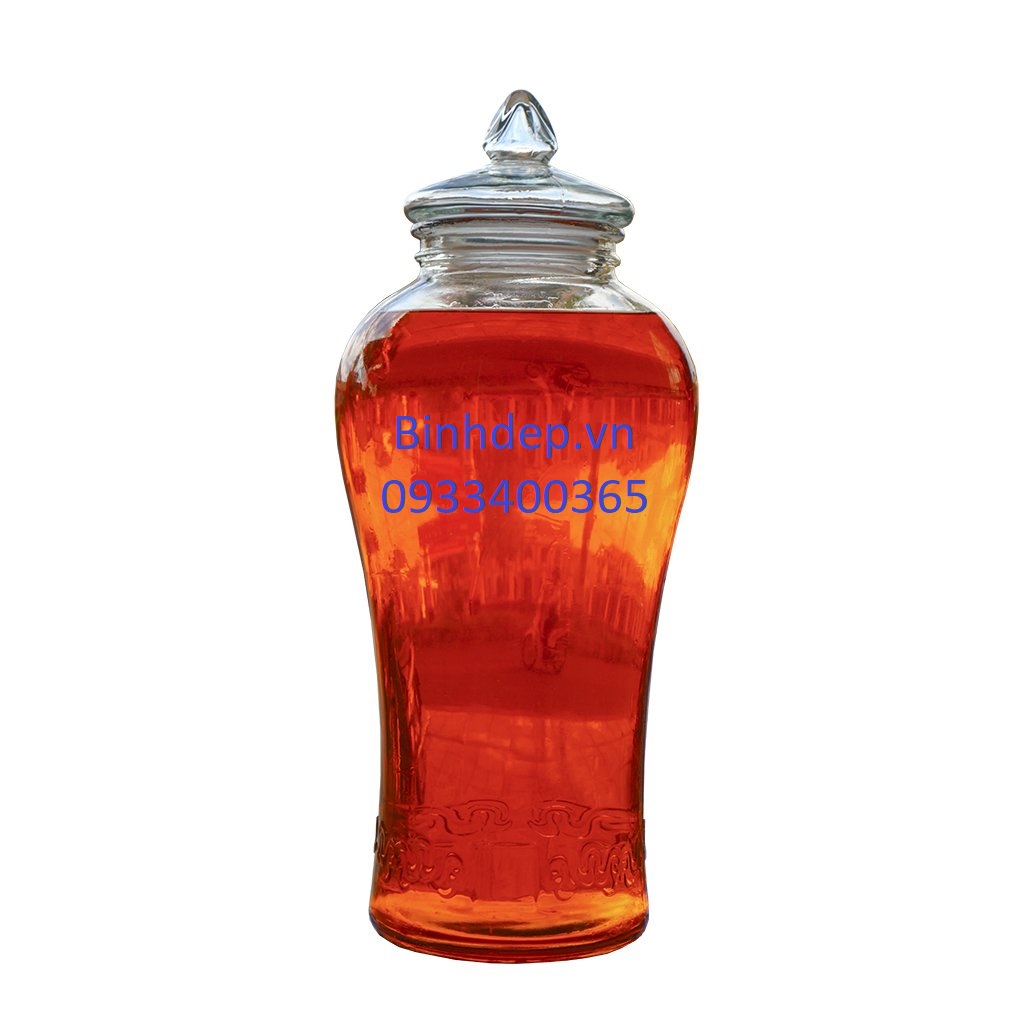 Bình thuỷ tinh ngâm rượu 6 lít không vòi hoạ tiết chân mây