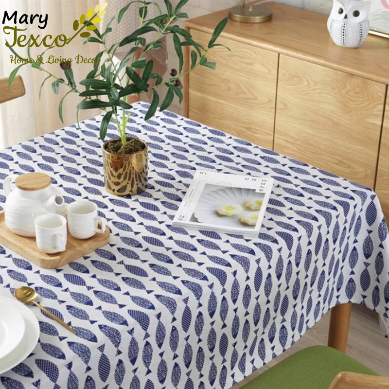 Khăn trải bàn Mary Texco trang trí bàn ăn đậm chất vintage - họa tiết Cá - KB-A01