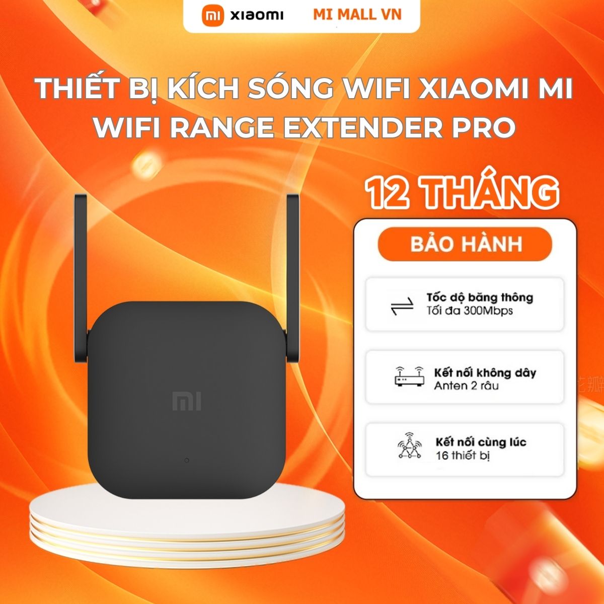 Thiết Bị Kích Sóng Wifi Xiaomi Mi WiFi Range Extender Pro | 2 Ăng-ten | 300Mbps 16 | Thiết Bị Cùng Lúc | Bảo Hành 12 Tháng