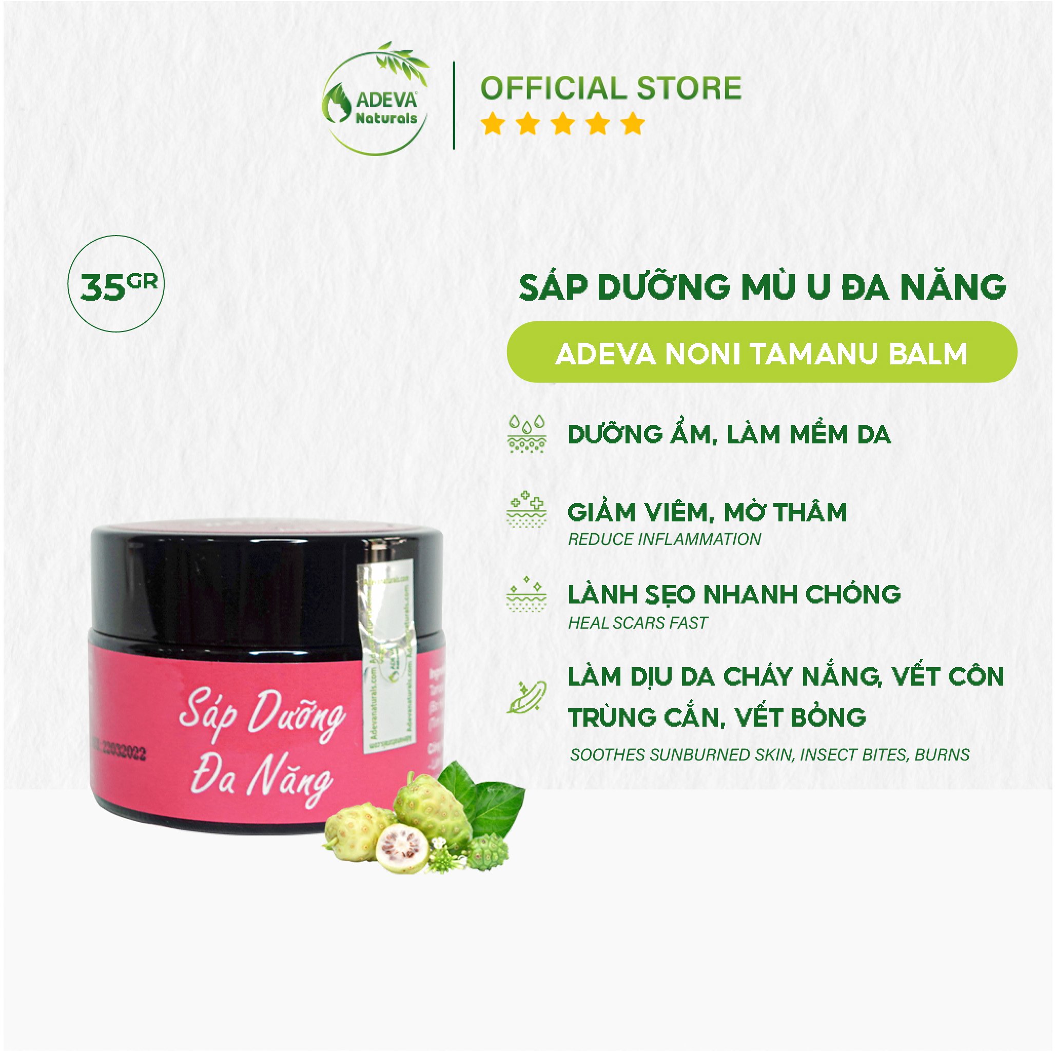 Sáp dưỡng mù u - adeva noni - dưỡng ẩm từ dầu mù u thiên nhiên 35 gr