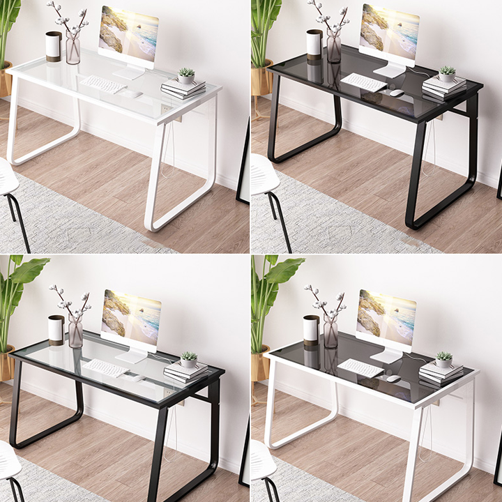 Bàn Làm Việc - Bàn Học Tập Chất Liệu Mặt Kính Cường Lực - Khung Thép chịu lực Carbon Mới Nhất 2023