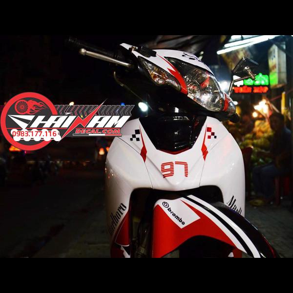 Tem Trùm Wave Alpha Trắng Đỏ Fow Racing Boy