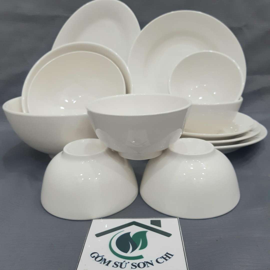 Bộ chén tô dĩa trắng lẻ món- bộ bàn ăn