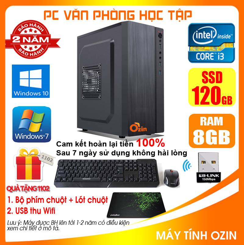 Case máy tính để bàn văn phòng CPU G2010 / Core i3 3220 / Ram 4-8GB / SSD 120-240GB [TẶNG: Bộ phím chuột + USB thu wifi +  bàn di chuột] VPi33 - LOZ