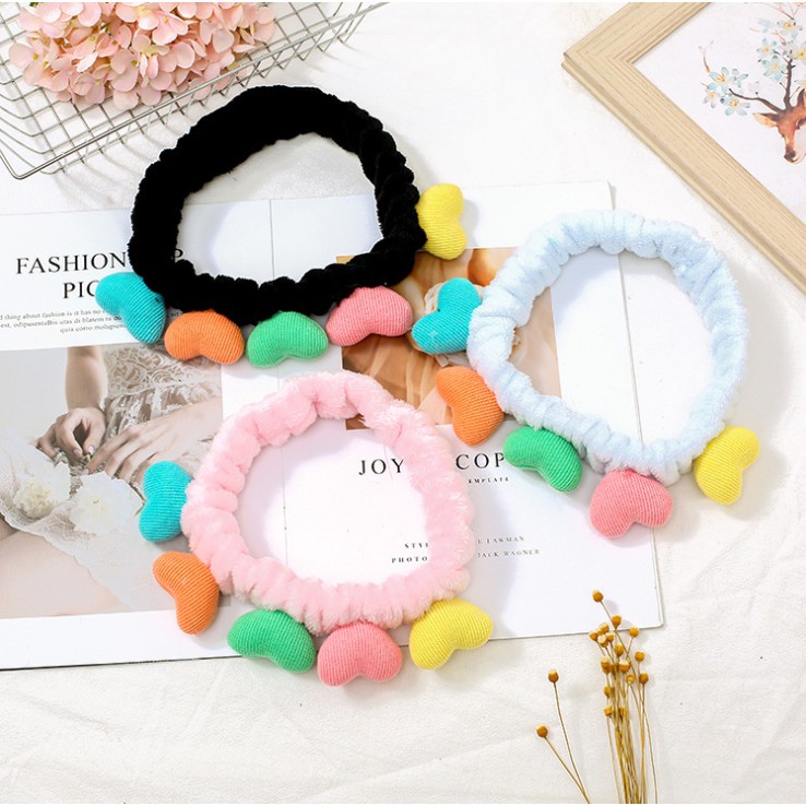 Băng đô thời trang họa tiết trái tim ngũ sắc cute dễ thương