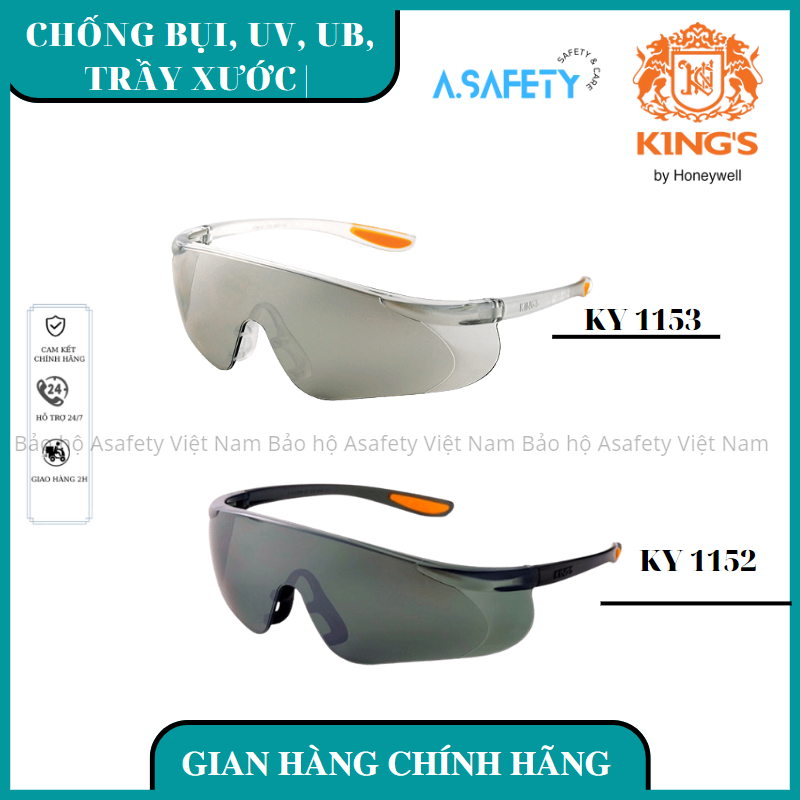 Kính bảo hộ cao cấp Kings KY1152, KY1153 chống bụi chống tia UV chống tia cực tím bảo vệ mắt , kính bảo hộ Asafety