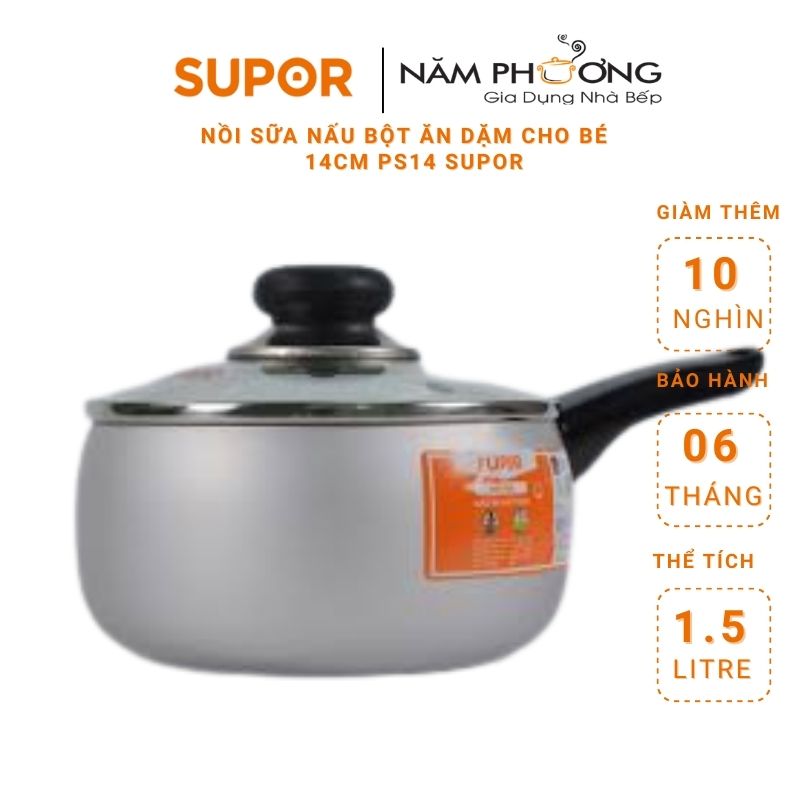 Nồi sữa hợp kim nhôm oxy hóa mềm supor ps14