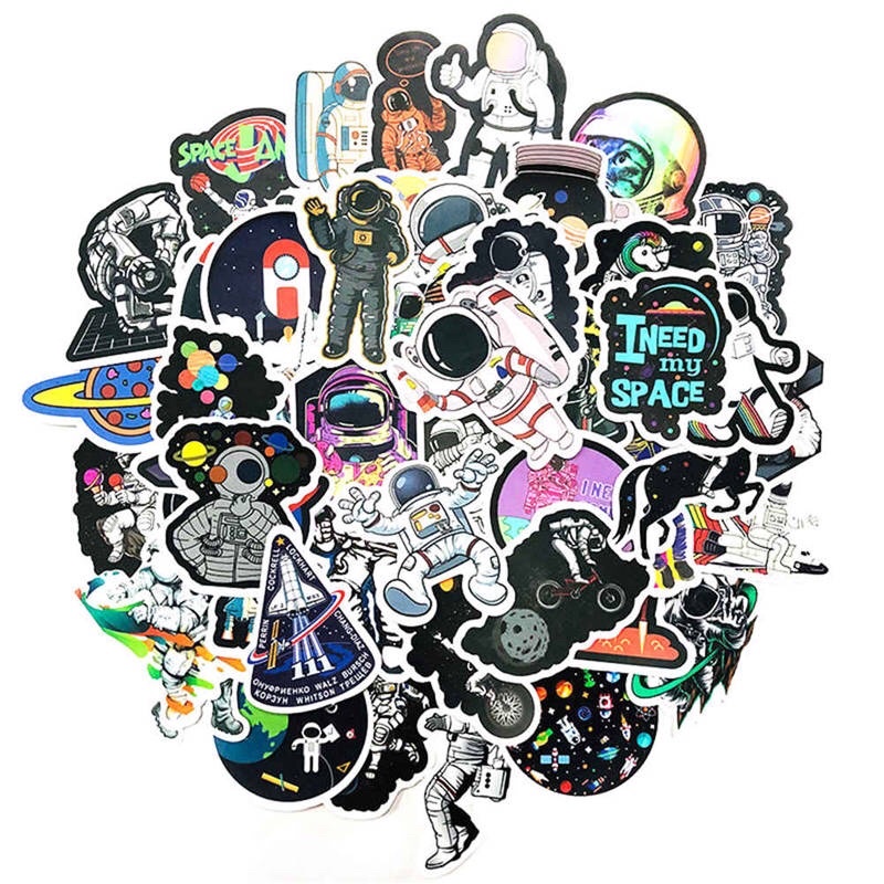 [] Phi Hành Gia chống nước, sticker dán laptop, điện thoại, đàn guitar, mũ bảo hiểm, vali