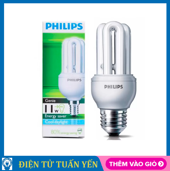 Bóng đèn compact Philips 11W - 3U Genie E27 ánh sáng trắng & vàng - Hàng chính hãng