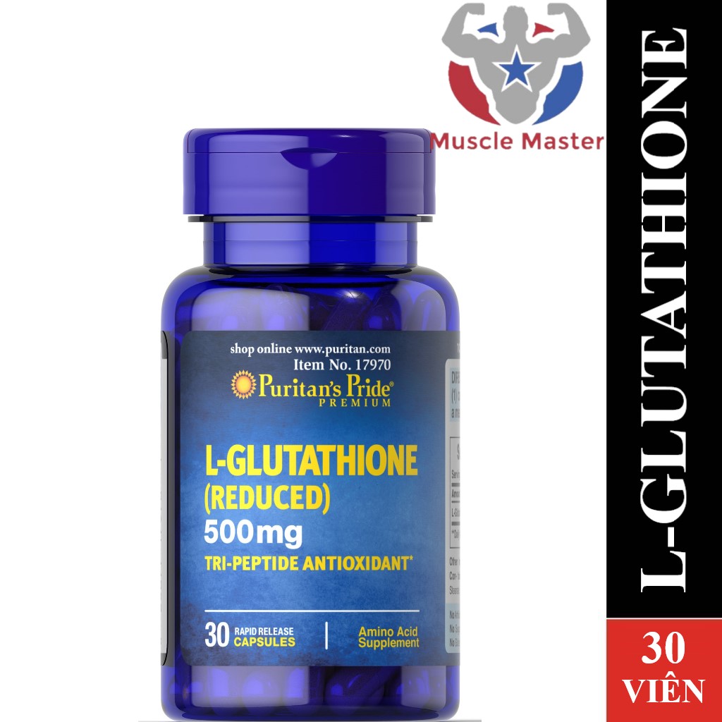 Viên uống trắng da giảm nám thải độc gan puritans pride l-glutathione 500mg 30 viên