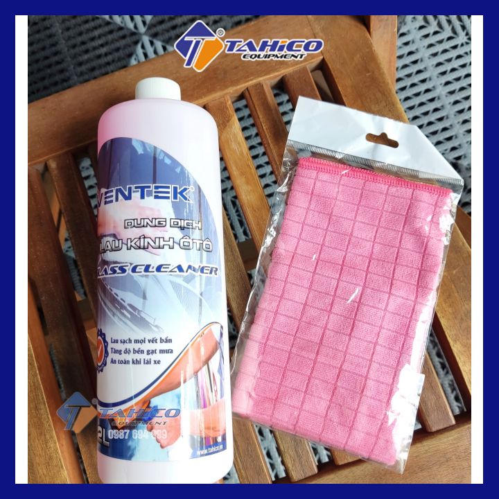 Nước lau rửa kính Ventek 1 lít TẶNG 1 khăn lau kính ô tô